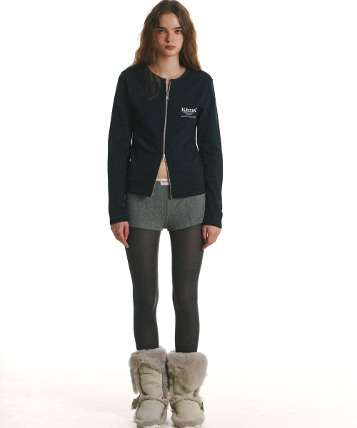 MINI BAM LINE ZIP CARDIGAN NAVY