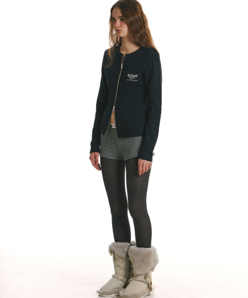 MINI BAM LINE ZIP CARDIGAN NAVY