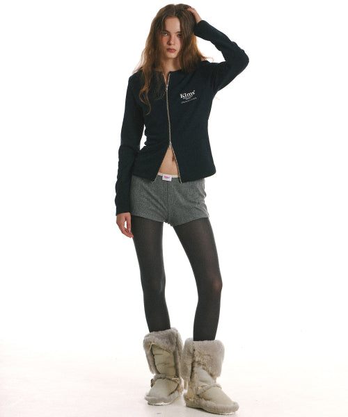 MINI BAM LINE ZIP CARDIGAN NAVY