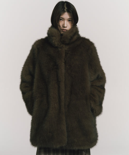 LUXE FUR MIDI JACKET #徐睿知同款! - 3 COLORS BROWN