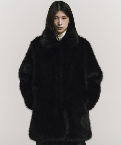 LUXE FUR MIDI JACKET #徐睿知同款! - 3 COLORS BLACK