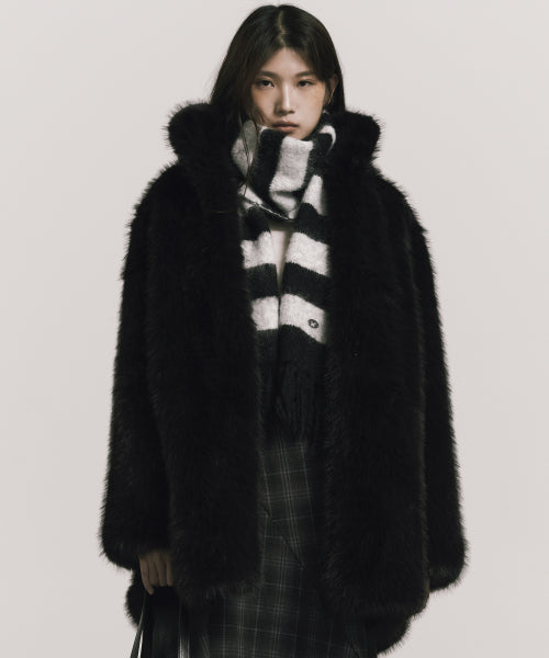 LUXE FUR MIDI JACKET #徐睿知同款! - 3 COLORS BLACK