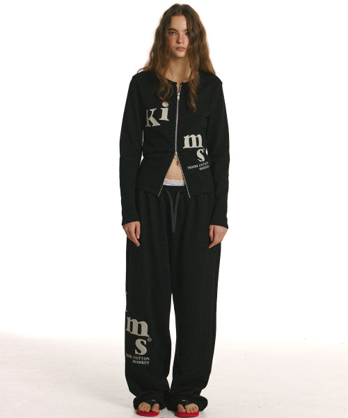MESSY ALPHA APP ZIP CARDIGAN - 2 COLORS BLACK