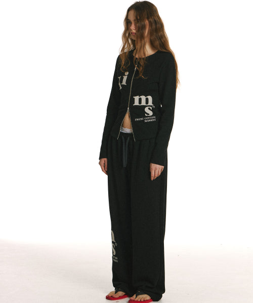 MESSY ALPHA APP ZIP CARDIGAN - 2 COLORS BLACK