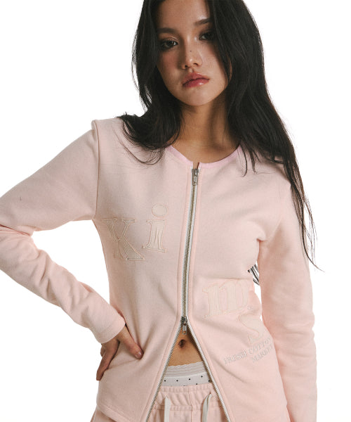 MESSY ALPHA APP ZIP CARDIGAN - 2 COLORS PINK