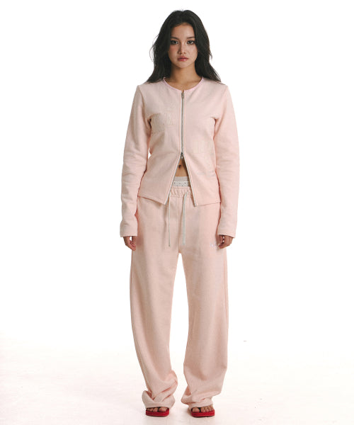 MESSY ALPHA APP ZIP CARDIGAN - 2 COLORS PINK