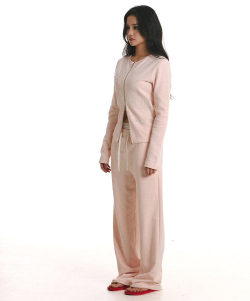 MESSY ALPHA APP ZIP CARDIGAN - 2 COLORS PINK