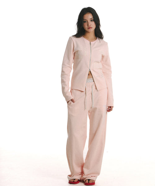 MESSY ALPHA APP ZIP CARDIGAN - 2 COLORS PINK