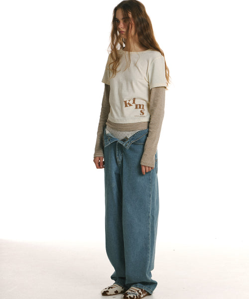 MUSE STRIPE LAYERED LS TEE - 2 COLORS CREAM