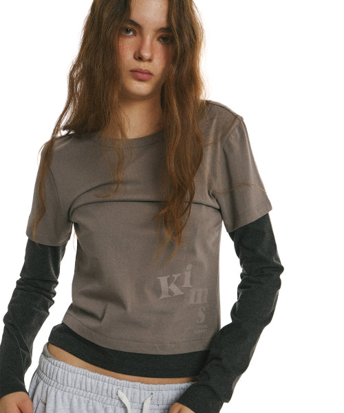 BELOW MESSY LAYERED LS TEE - 2 COLORS GREY