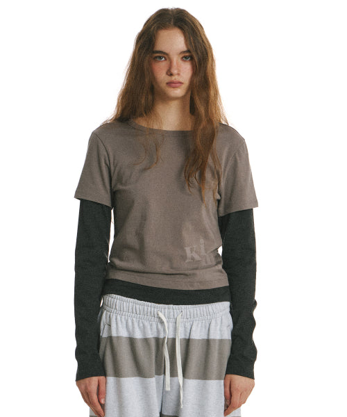 BELOW MESSY LAYERED LS TEE - 2 COLORS GREY