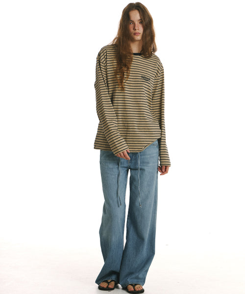 MINI BAM LINE STRIPE LS TEE - 2 COLORS BEIGE