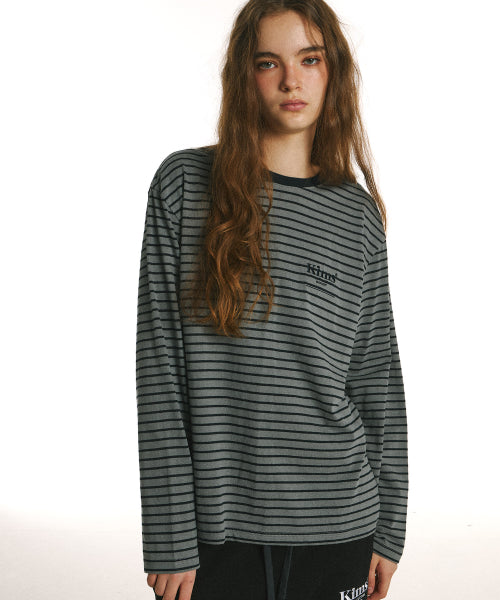 MINI BAM LINE STRIPE LS TEE - 2 COLORS CHARCOAL
