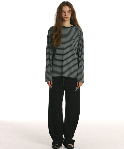 MINI BAM LINE STRIPE LS TEE - 2 COLORS CHARCOAL