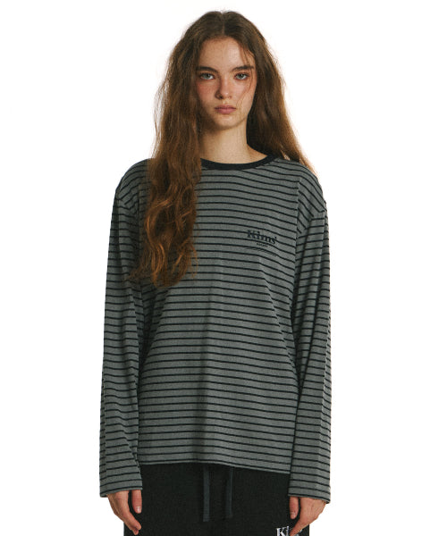 MINI BAM LINE STRIPE LS TEE - 2 COLORS CHARCOAL