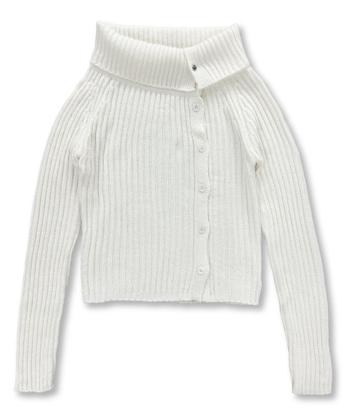 SIDE BUTTON CARDIGAN - 2 COLORS IVORY