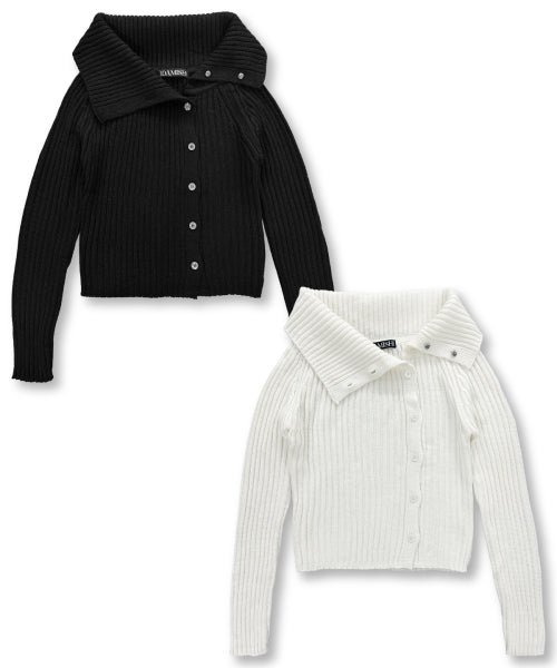 SIDE BUTTON CARDIGAN - 2 COLORS IVORY