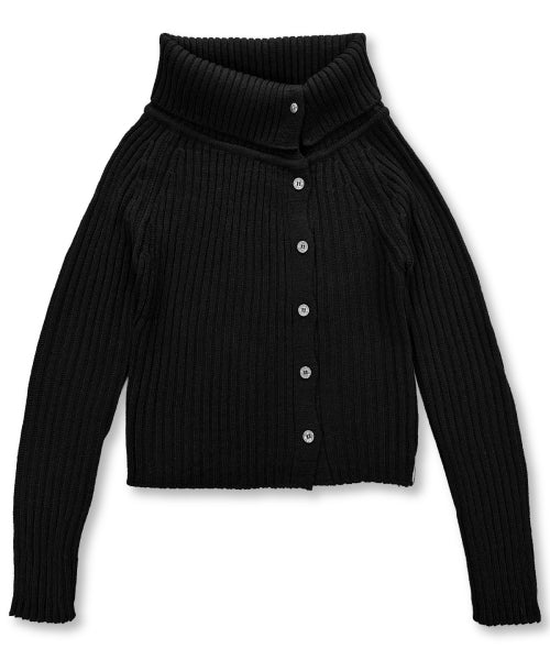 SIDE BUTTON CARDIGAN - 2 COLORS BLACK