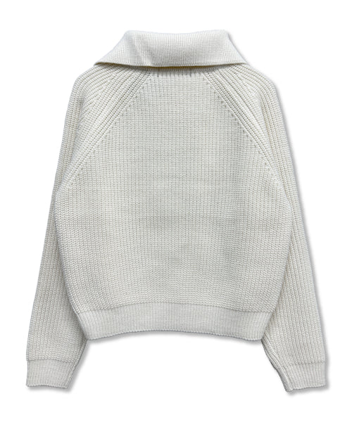COLLAR CROSS BUTTON KNIT - 3 COLORS IVORY