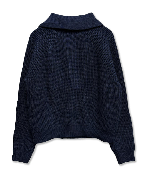 COLLAR CROSS BUTTON KNIT - 3 COLORS NAVY