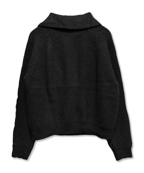 COLLAR CROSS BUTTON KNIT - 3 COLORS BLACK