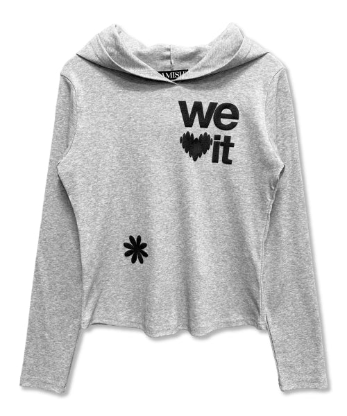 LOVE HOODIE SLEEVE LONG - 2 COLORS GREY