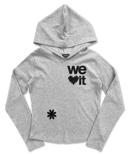 LOVE HOODIE SLEEVE LONG - 2 COLORS GREY