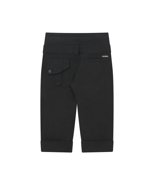ROLLED BUTTON CAPRI PANTS #REI同款! BLACK