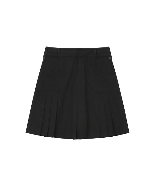 PLEATS LINE POCKET MIDI SKIRT #REI同款! - 2 COLORS BLACK