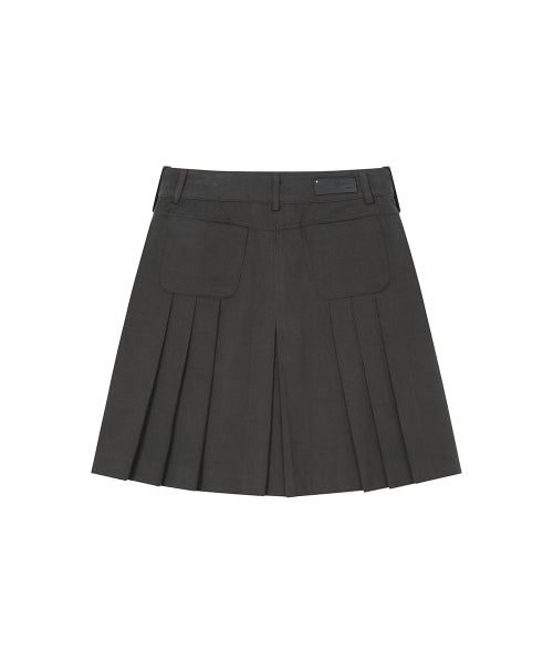 PLEATS LINE POCKET MIDI SKIRT #REI同款! - 2 COLORS CHARCOAL