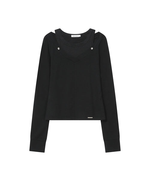 LAYERED LINE SHEER LONG SLEEVE #REI同款! - 3 COLORS BLACK