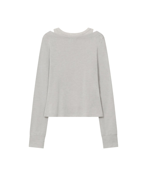 LAYERED LINE SHEER LONG SLEEVE #REI同款! - 3 COLORS GREY