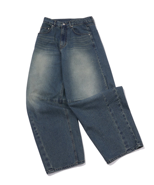 WOMEN WIDE DART DENIM PANTS - 2 COLORS INDIGO