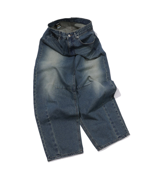 WOMEN WIDE DART DENIM PANTS - 2 COLORS INDIGO