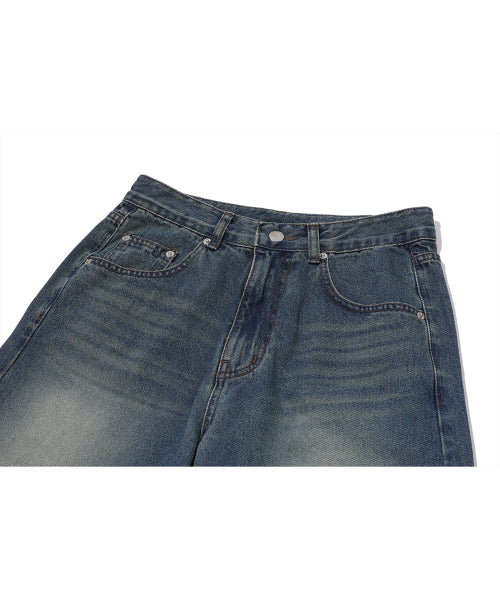 WOMEN WIDE DART DENIM PANTS - 2 COLORS INDIGO