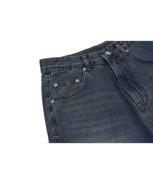 WOMEN WIDE DART DENIM PANTS - 2 COLORS INDIGO