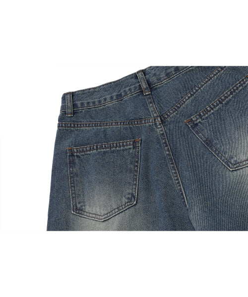 WOMEN WIDE DART DENIM PANTS - 2 COLORS INDIGO