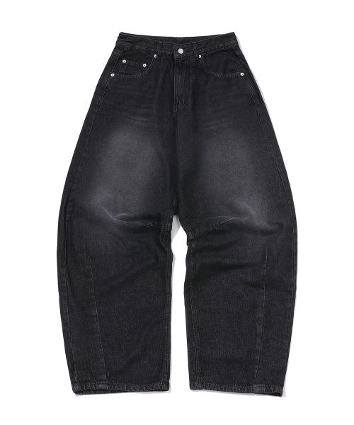 WOMEN WIDE DART DENIM PANTS - 2 COLORS BLACK