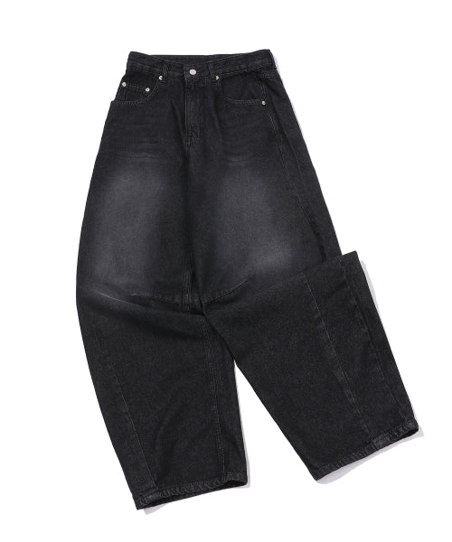 WOMEN WIDE DART DENIM PANTS - 2 COLORS BLACK
