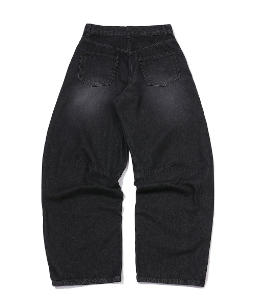 WOMEN WIDE DART DENIM PANTS - 2 COLORS BLACK