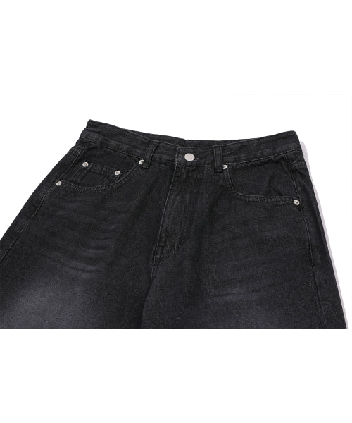 WOMEN WIDE DART DENIM PANTS - 2 COLORS BLACK