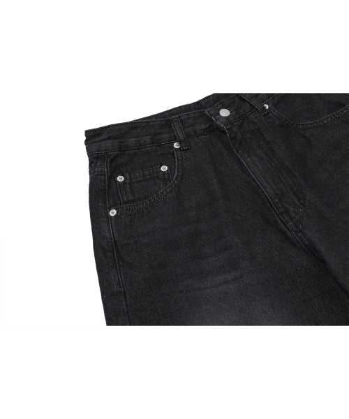 WOMEN WIDE DART DENIM PANTS - 2 COLORS BLACK