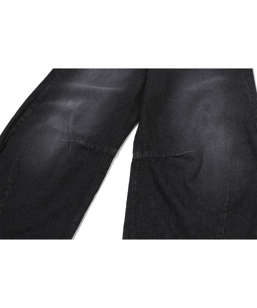 WOMEN WIDE DART DENIM PANTS - 2 COLORS BLACK