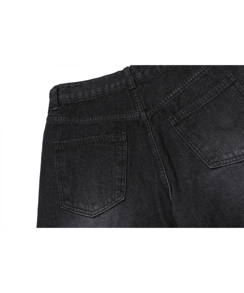 WOMEN WIDE DART DENIM PANTS - 2 COLORS BLACK