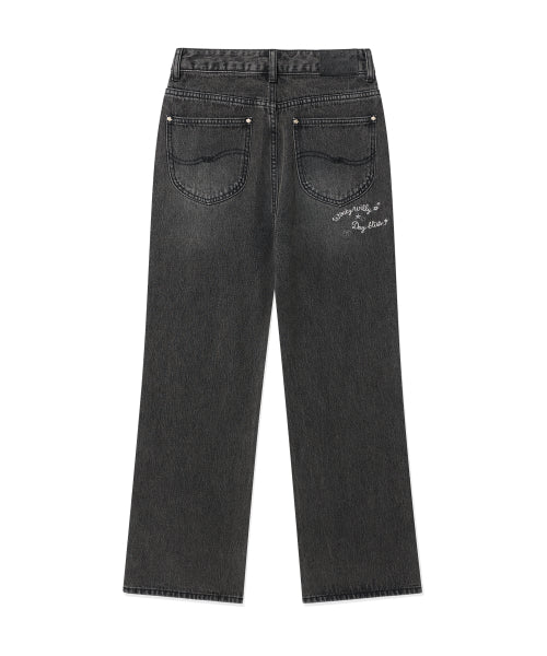 SEMI FLARE DENIM PANTS #GISELLE同款! - 2 COLORS BLACK