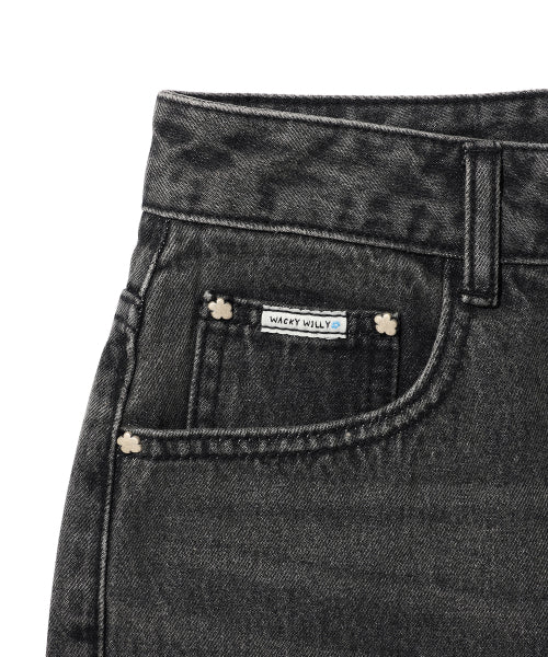 SEMI FLARE DENIM PANTS #GISELLE同款! - 2 COLORS BLACK