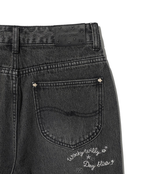 SEMI FLARE DENIM PANTS #GISELLE同款! - 2 COLORS BLACK