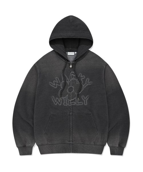 BIG LILY DENIM WASHED OVERFIT HOOD ZIP-UP #GISELLE同款! GREY