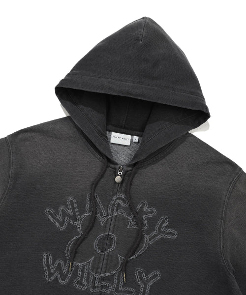BIG LILY DENIM WASHED OVERFIT HOOD ZIP-UP #GISELLE同款! GREY