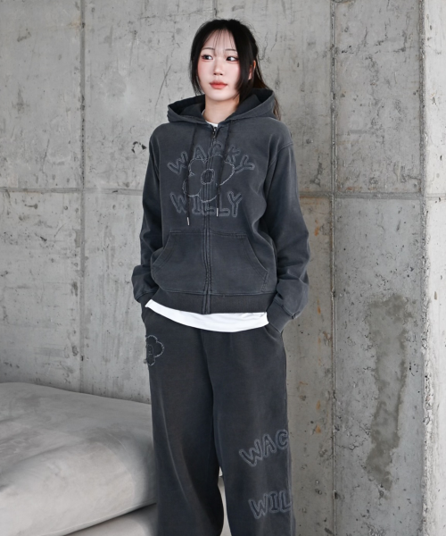 BIG LILY DENIM WASHED OVERFIT HOOD ZIP-UP #GISELLE同款! GREY